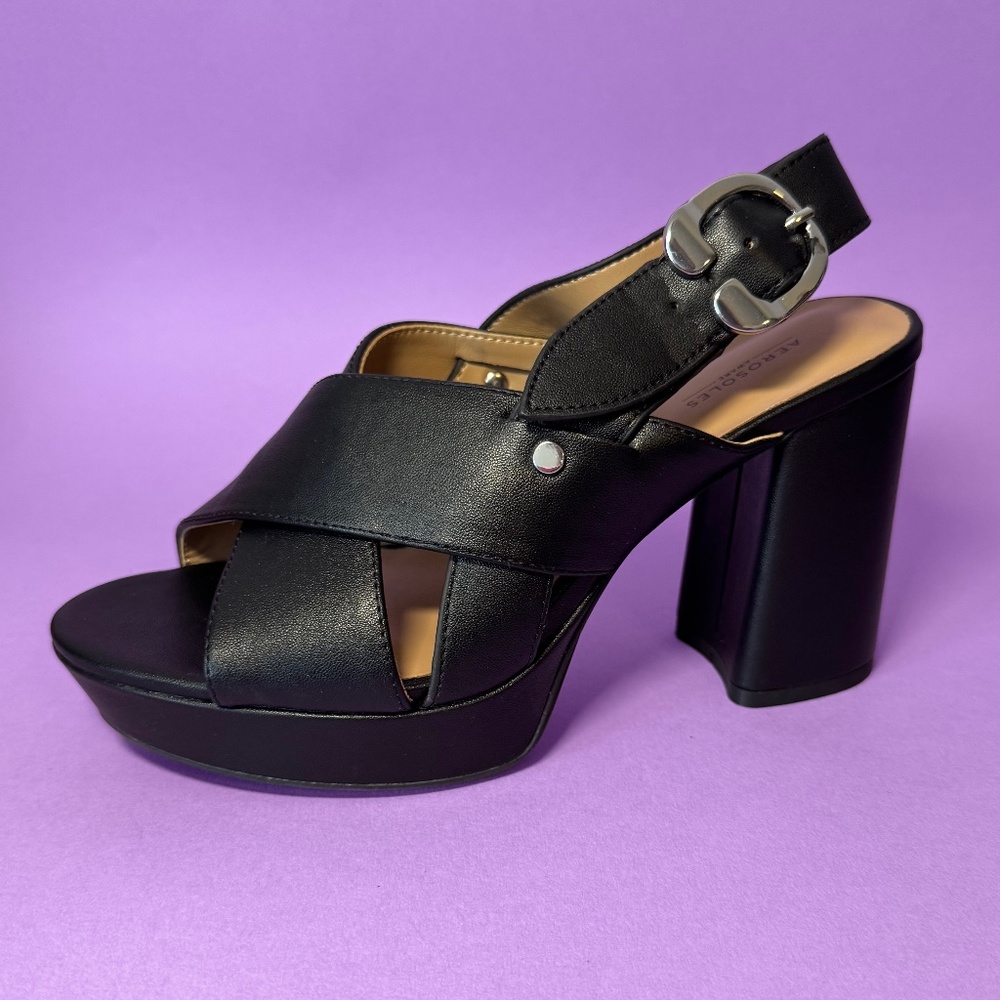 AEROSOLES "POLINA" PLATFORM SANDAL in Black